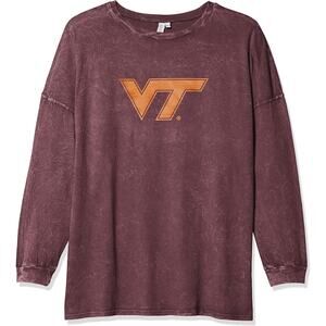 Virginia Tech Tshirt College Long Sleeve Tee Acid Wash Chickadee Top NWT Medium
